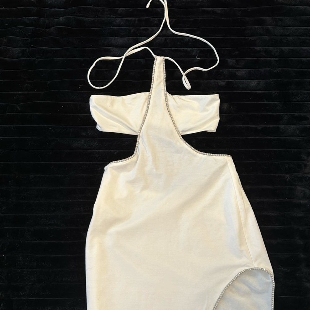 NBD Revolve White Dress with Rhinestones